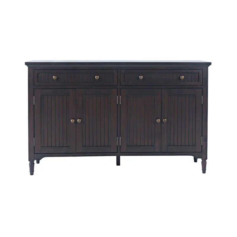 Bridgton 58\" Slat Panel Door Sideboard Cabinet Farmhouse Transitional Storage With Adjustable Shelv
