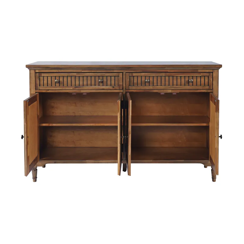 Bridgton 58\" Slat Panel Door Sideboard Cabinet Farmhouse Transitional Storage With Adjustable Shelv
