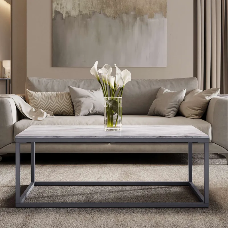 Wynn 48\" Modern Luxe Solid Marble Coffee Table