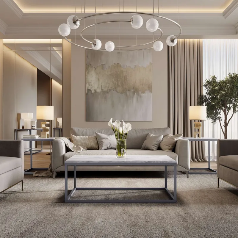 Wynn 48\" Modern Luxe Solid Marble Coffee Table