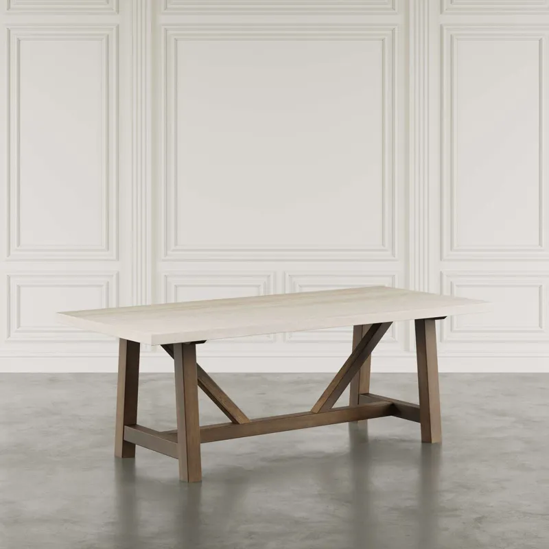 Sierrafina Modern Rustic 87-Inch Sintered Stone Trestle Dining Table