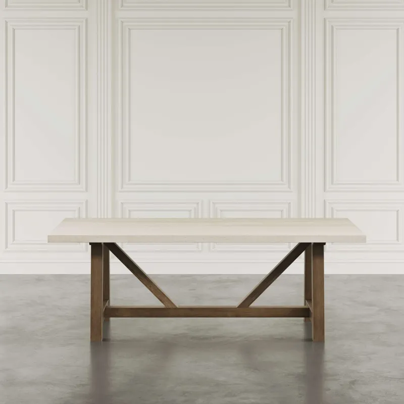 Sierrafina Modern Rustic 87-Inch Sintered Stone Trestle Dining Table