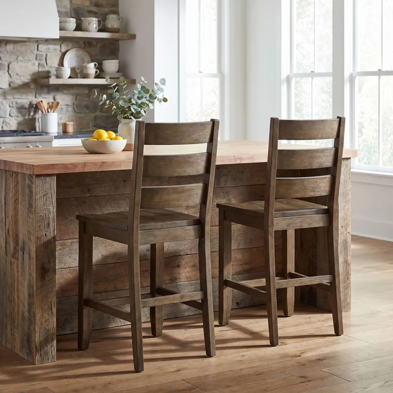 Sierrafina Modern Rustic Rung-Back Counter Barstools Set Of 2