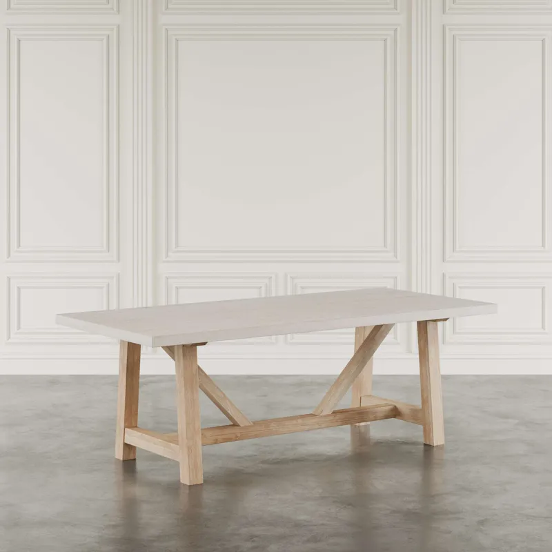 Sierrafina Modern Rustic 87-Inch Sintered Stone Trestle Dining Table