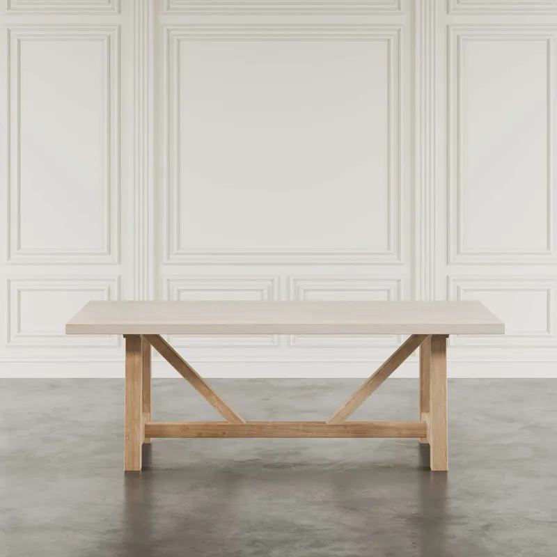 Sierrafina Modern Rustic 87-Inch Sintered Stone Trestle Dining Table