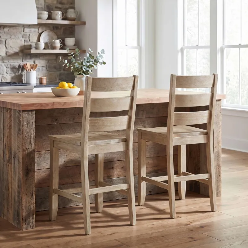 Sierrafina Modern Rustic Rung-Back Counter Barstools Set Of 2