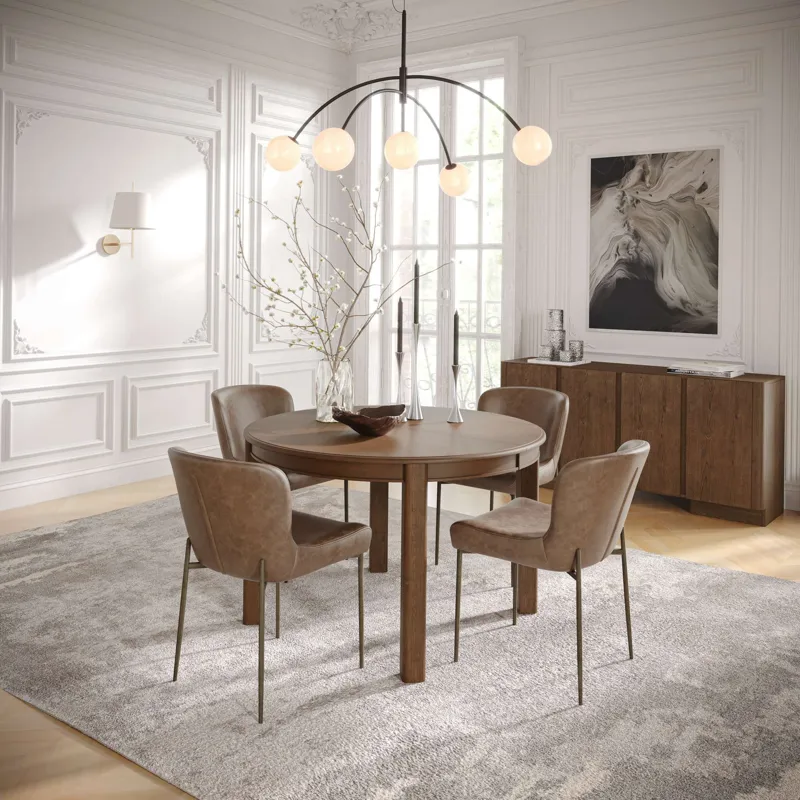 Carsons Modern Transitional 5-Piece Round Dining Set With Easley Chairs