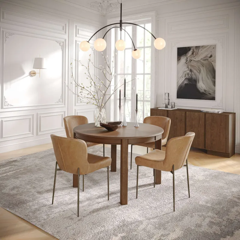 Carsons Modern Transitional 5-Piece Round Dining Set With Easley Chairs
