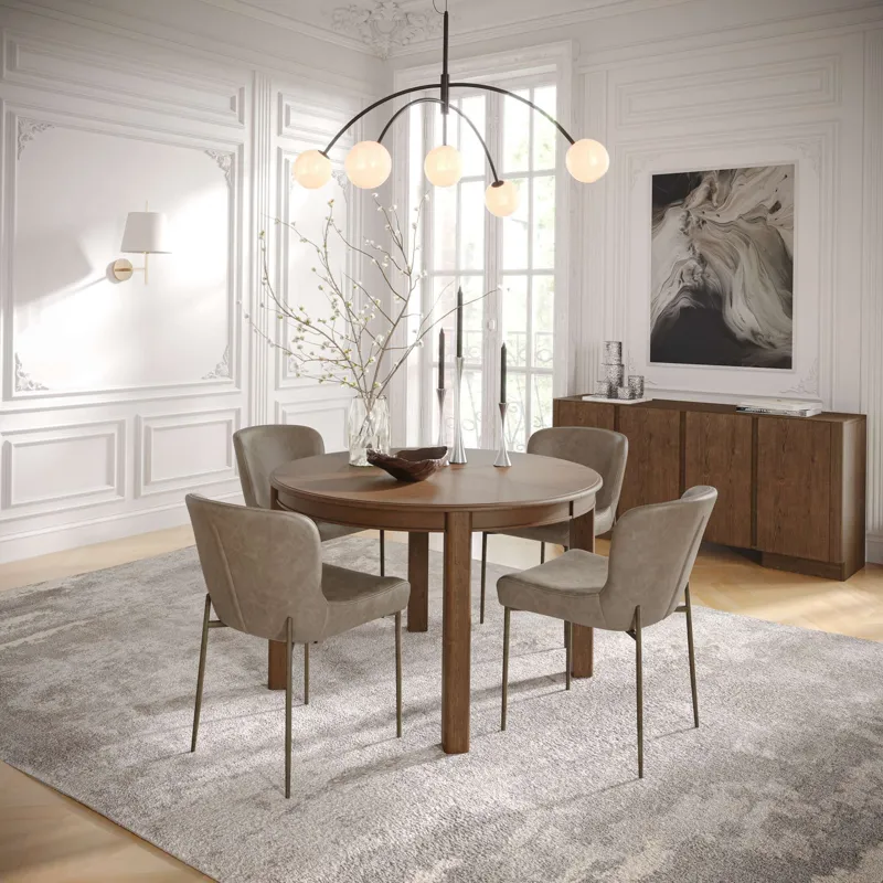 Carsons Modern Transitional 5-Piece Round Dining Set With Easley Chairs