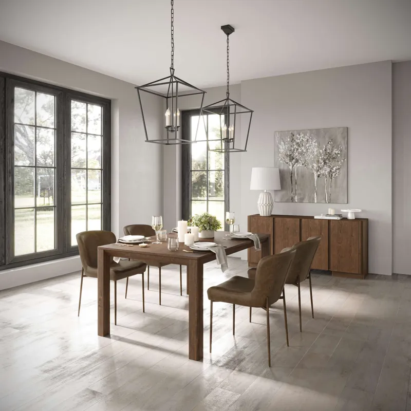 Carsons Modern Transitional 5-Piece Rectangular Dining Set With Easley Chairs