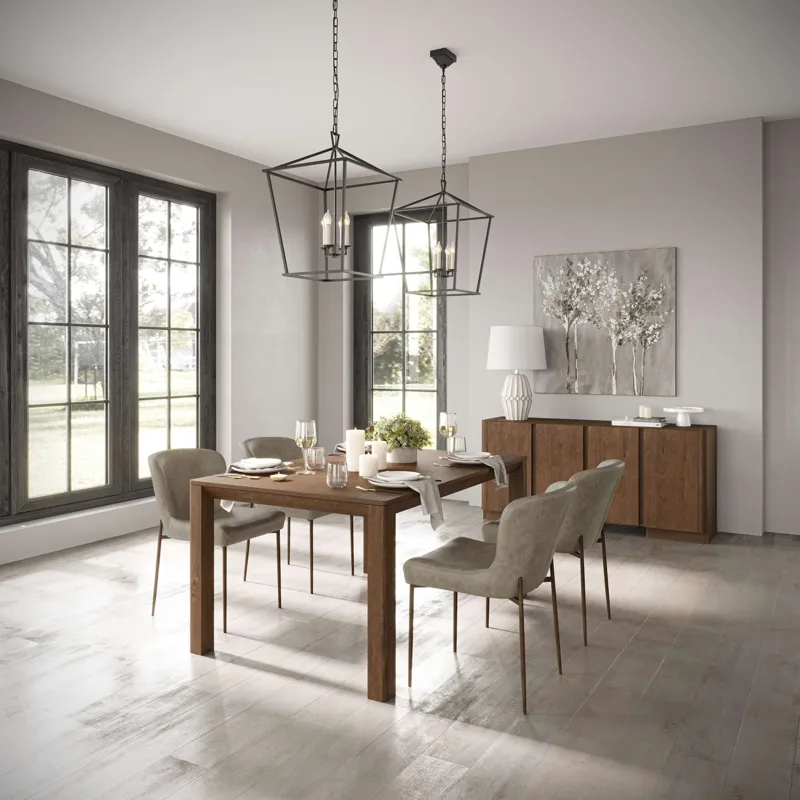 Carsons Modern Transitional 5-Piece Rectangular Dining Set With Easley Chairs