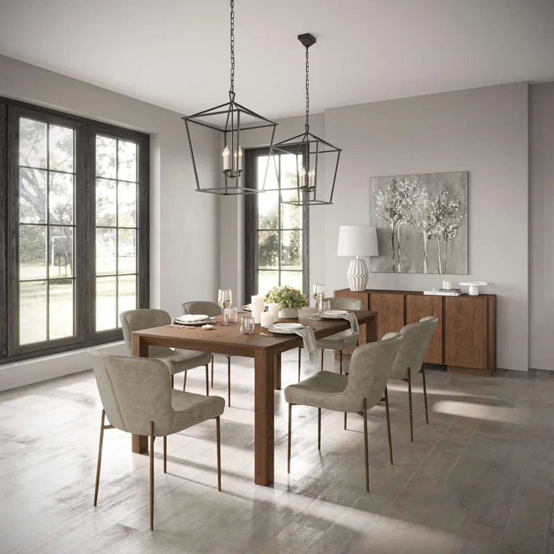 Carsons Modern Transitional 7-Piece Rectangular Dining Set With Easley Chairs