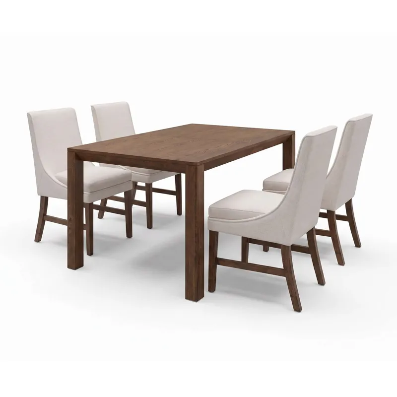 Carsons Modern Transitional 5-Piece Dining Set With High-Back Upholstered Chairs