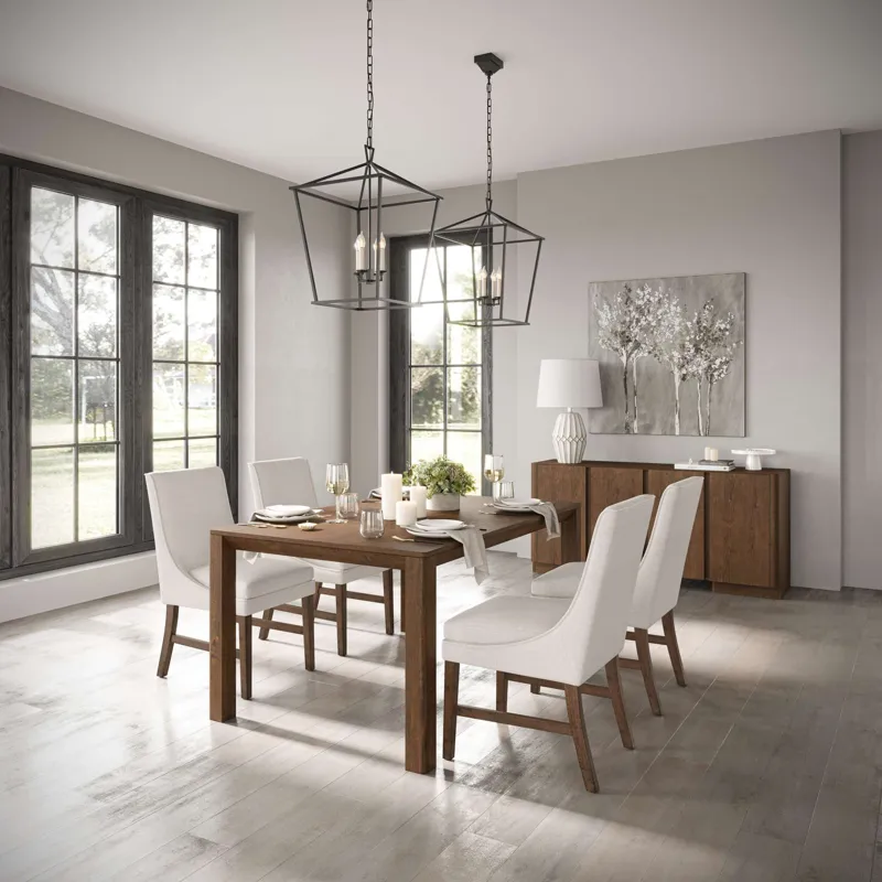 Carsons Modern Transitional 5-Piece Dining Set With High-Back Upholstered Chairs
