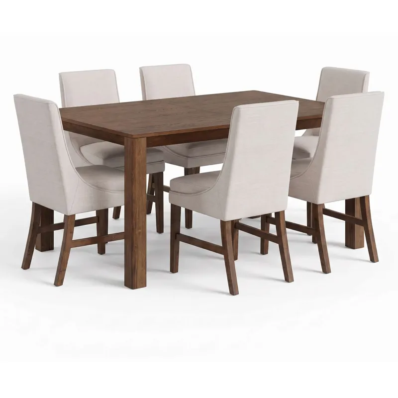 Carsons Modern Transitional 7-Piece Dining Set With High-Back Upholstered Chairs