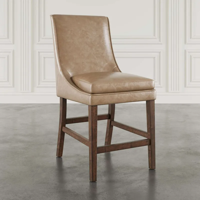 Carsons Modern Transitional Faux Leather Upholstered Counter Barstool Set Of 2