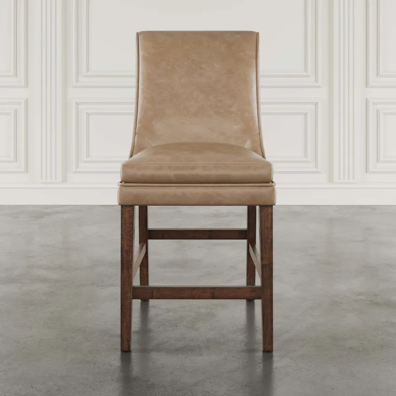 Carsons Modern Transitional Faux Leather Upholstered Counter Barstool Set Of 2