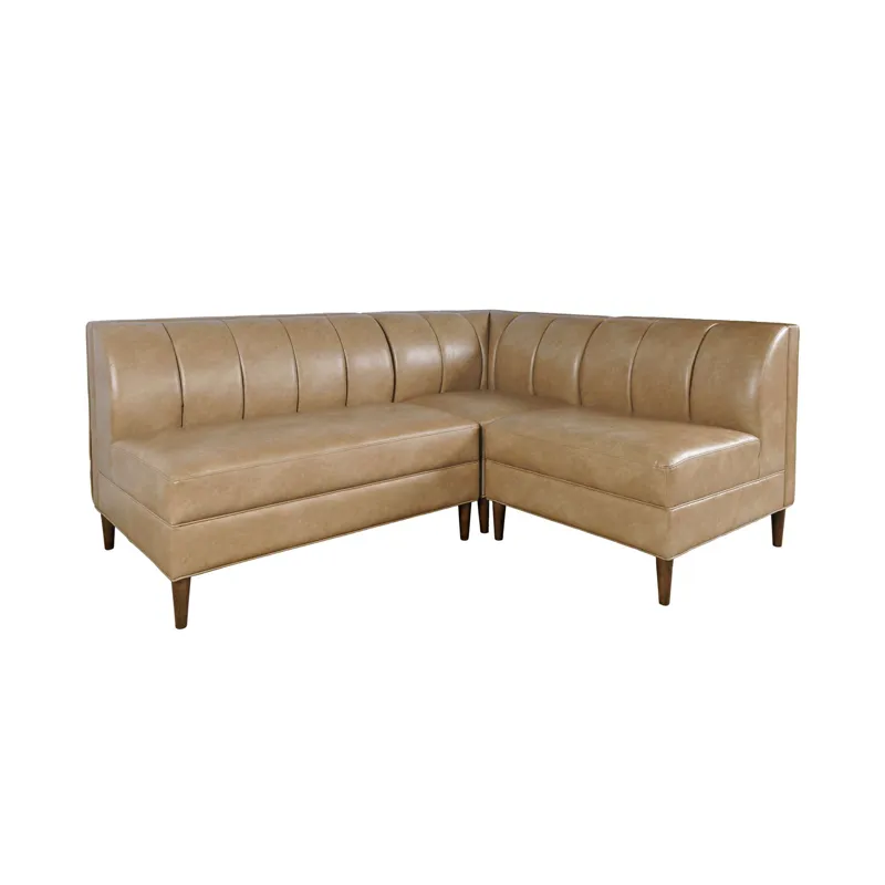 Ruston Modern Banquette Faux Leather Sectional With Four Seats And Corner Wedge