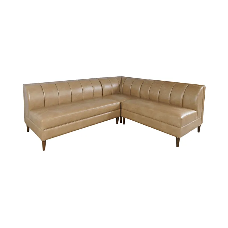 Ruston Modern Banquette Faux Leather Sectional With Five Seats And Corner Wedge