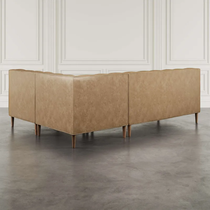 Ruston Modern Banquette Faux Leather Sectional With Four Seats And Corner Wedge
