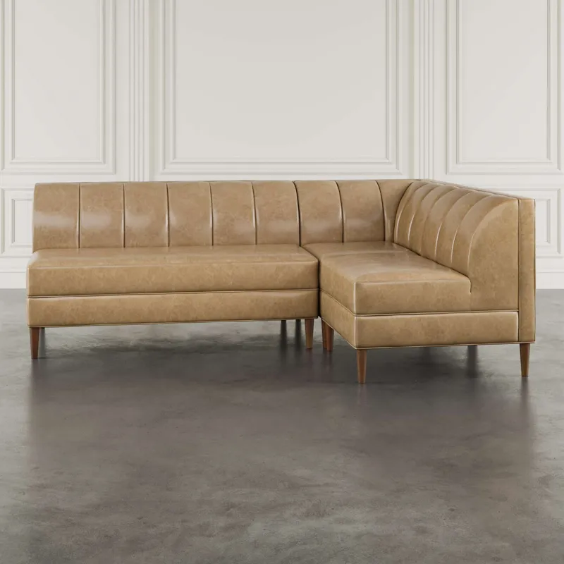 Ruston Modern Banquette Faux Leather Sectional With Four Seats And Corner Wedge