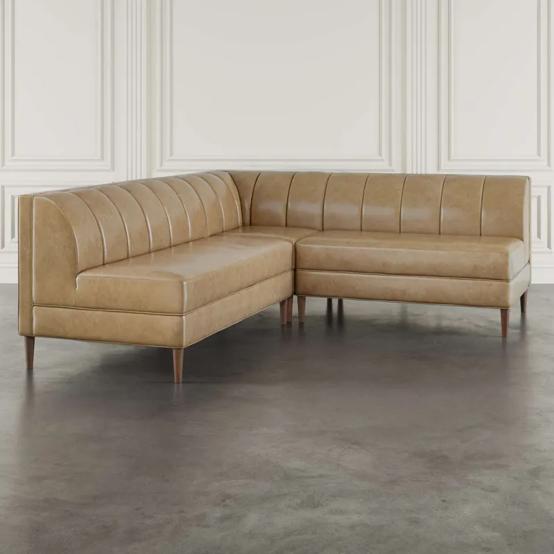 Ruston Modern Banquette Faux Leather Sectional With Five Seats And Corner Wedge