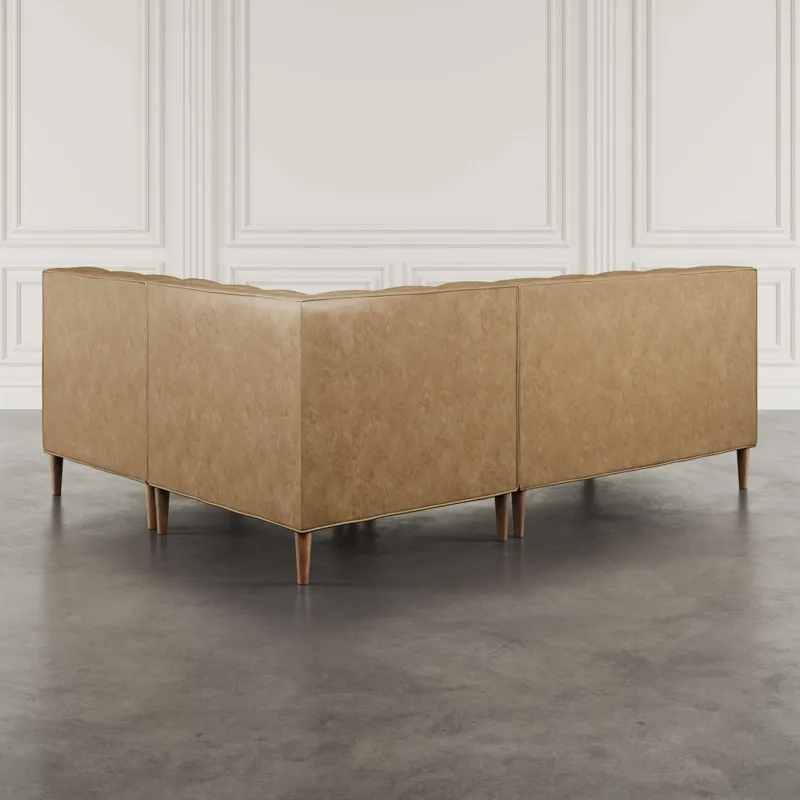 Ruston Modern Banquette Faux Leather Sectional With Five Seats And Corner Wedge