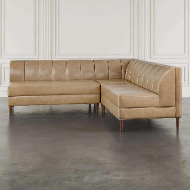 Ruston Modern Banquette Faux Leather Sectional With Five Seats And Corner Wedge