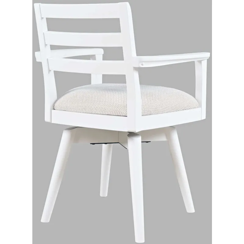 Axis Mid-Century Modern Upholstered Ladderback Swivel Dining Chairs Set Of 2
