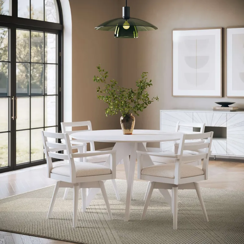 Axis Mid-Century Modern 5-Piece Round Ladderback Swivel Dining Set