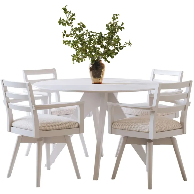 Axis Mid-Century Modern 5-Piece Round Ladderback Swivel Dining Set