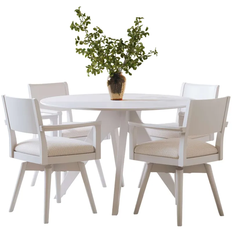 Axis Mid-Century Modern 5-Piece Round Panel Swivel Dining Set