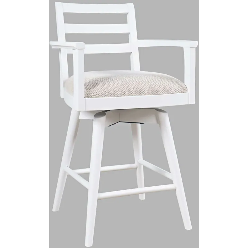 Axis Mid-Century Modern Upholstered Ladderback Swivel Barstools Set Of 2