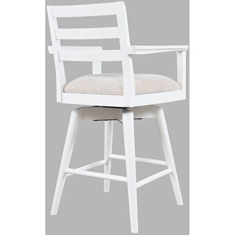 Axis Mid-Century Modern Upholstered Ladderback Swivel Barstools Set Of 2