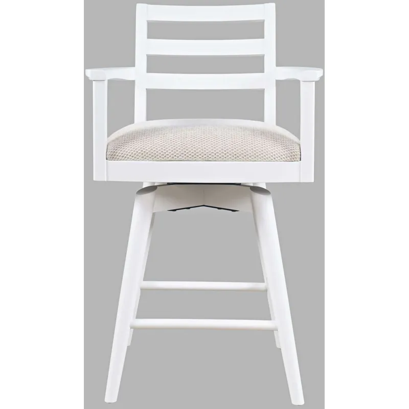 Axis Mid-Century Modern Upholstered Ladderback Swivel Barstools Set Of 2