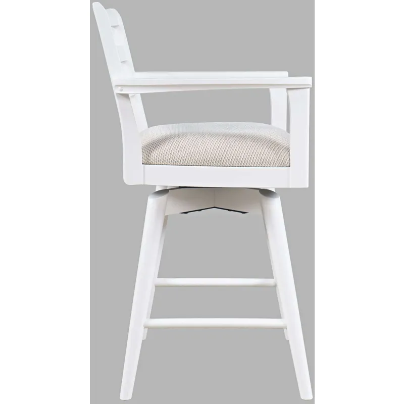 Axis Mid-Century Modern Upholstered Ladderback Swivel Barstools Set Of 2