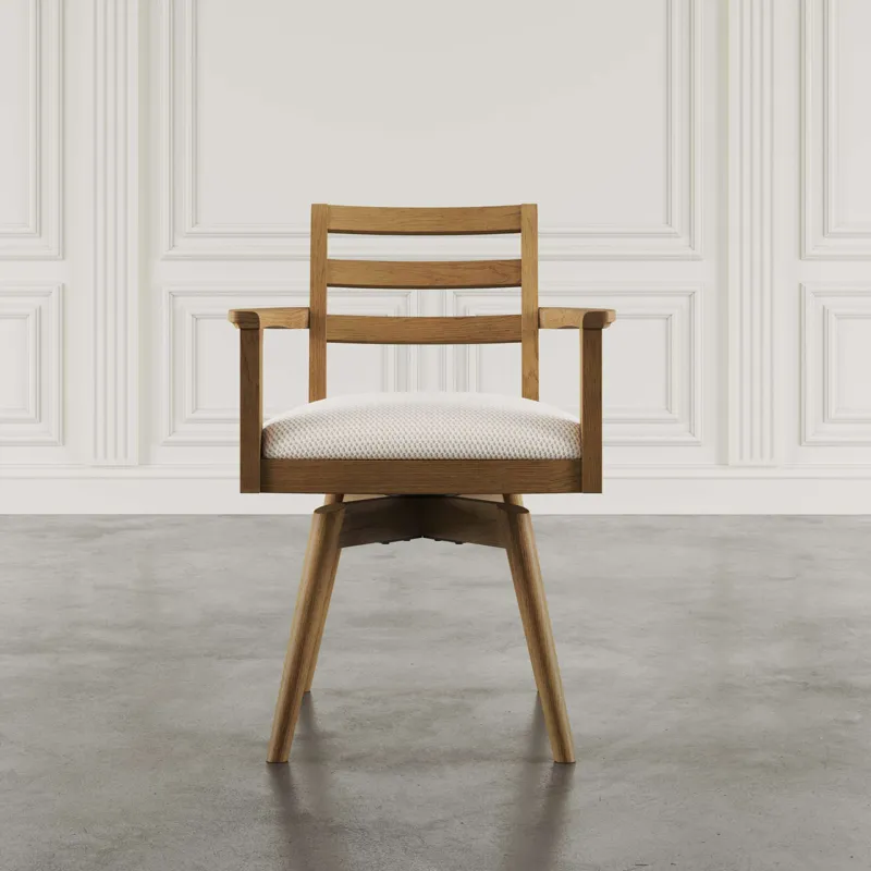 Axis Mid-Century Modern Upholstered Ladderback Swivel Dining Chairs Set Of 2