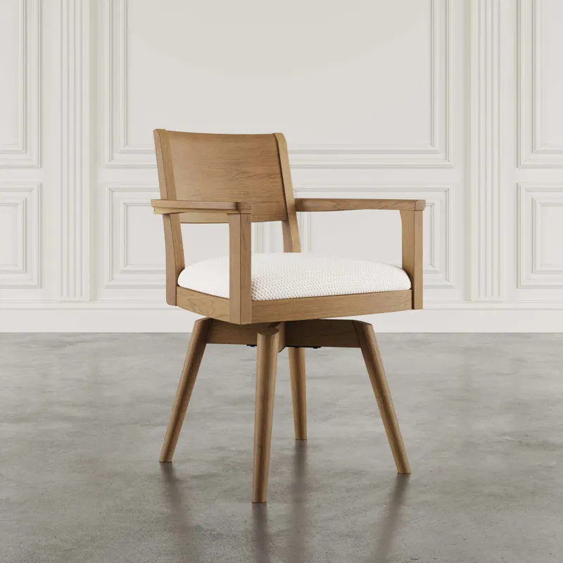Axis Mid-Century Modern Upholstered Swivel Panel Dining Chairs Set Of 2