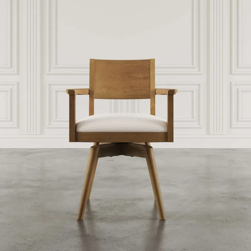 Axis Mid-Century Modern Upholstered Swivel Panel Dining Chairs Set Of 2