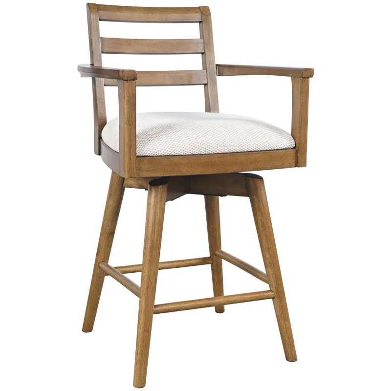 Axis Mid-Century Modern Upholstered Ladderback Swivel Barstools Set Of 2