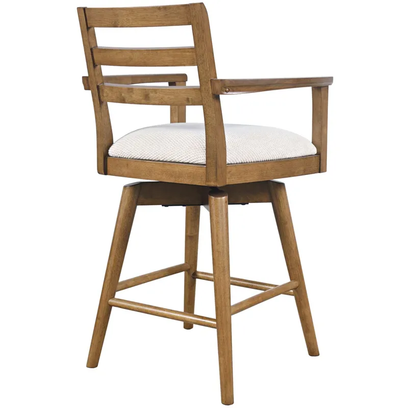 Axis Mid-Century Modern Upholstered Ladderback Swivel Barstools Set Of 2