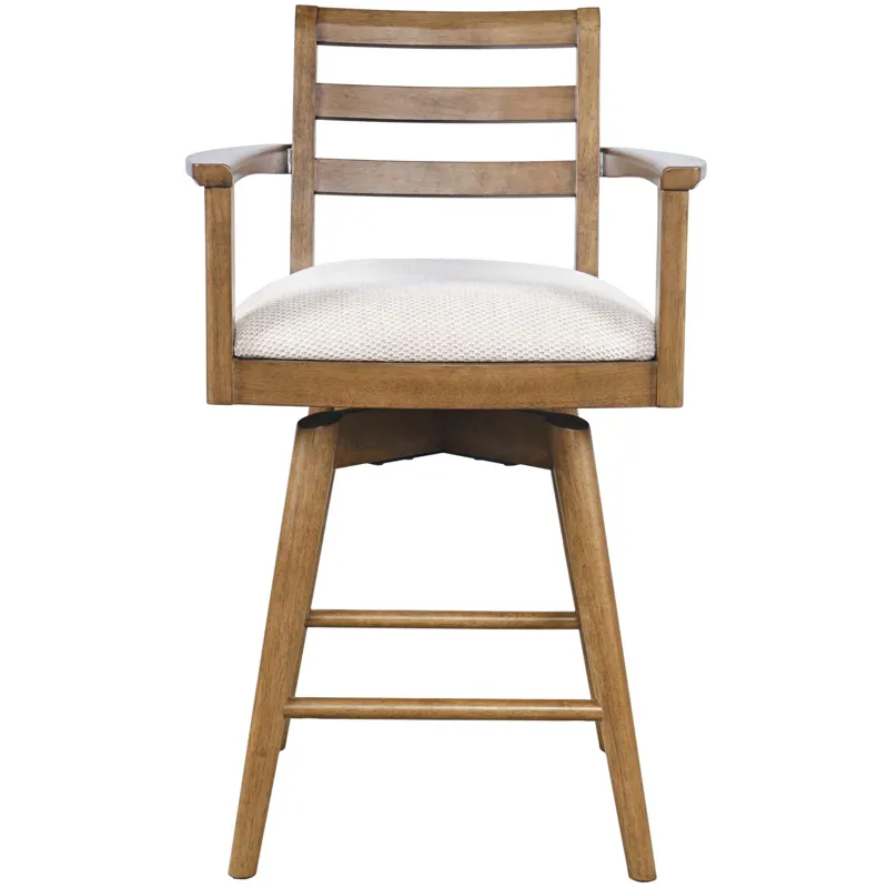 Axis Mid-Century Modern Upholstered Ladderback Swivel Barstools Set Of 2