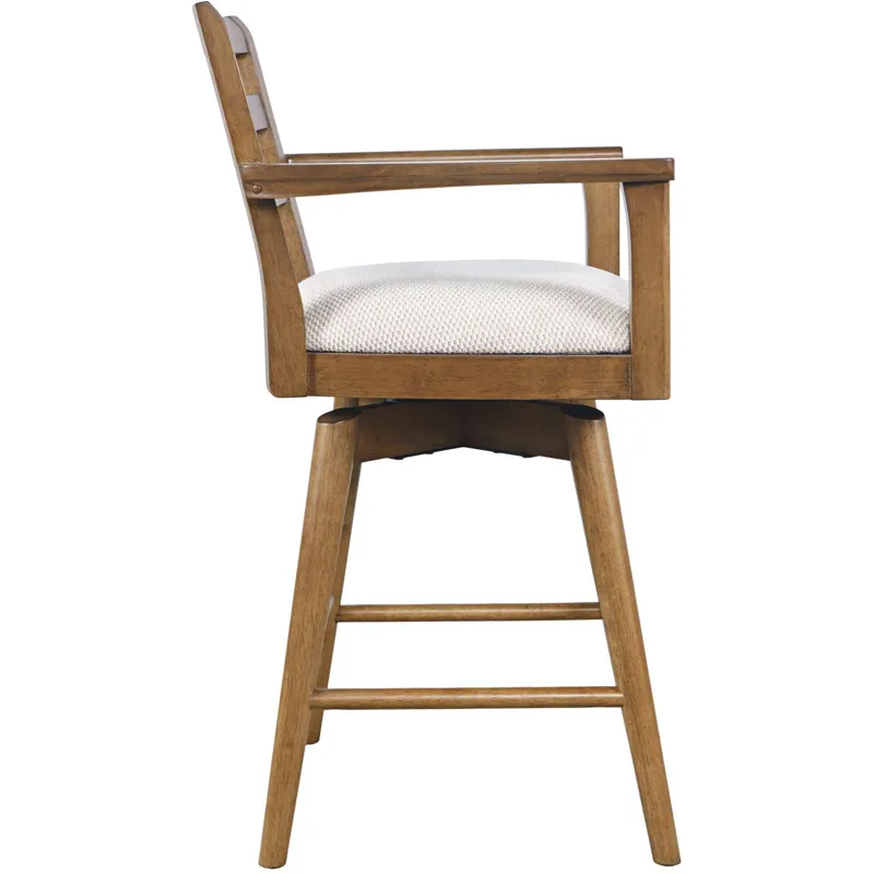 Axis Mid-Century Modern Upholstered Ladderback Swivel Barstools Set Of 2