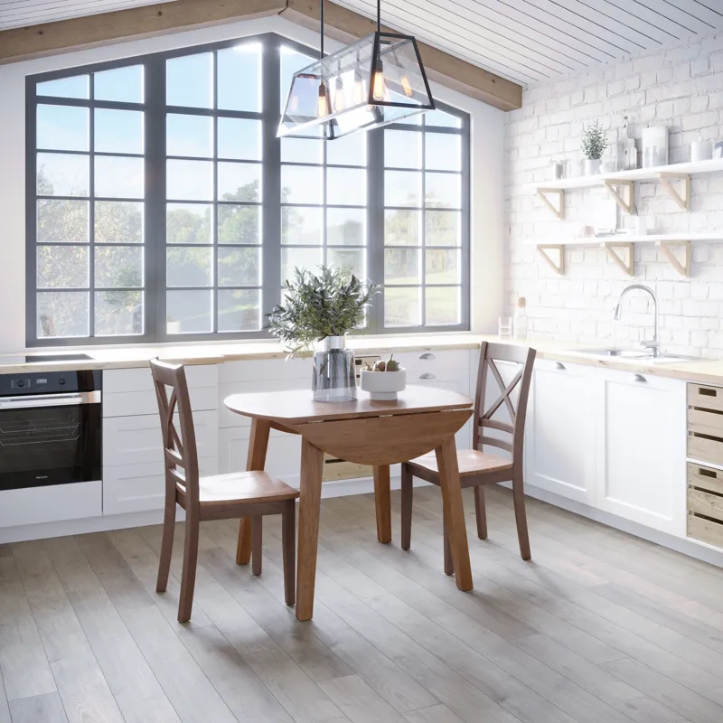 Simplicity Solid Wood Classic Round Drop-Leaf Table