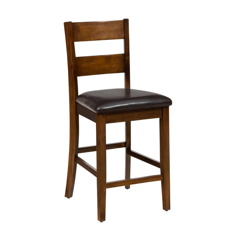 Rustic Brown Counter Height Table And Four Faux Leather Stools Warm Brown