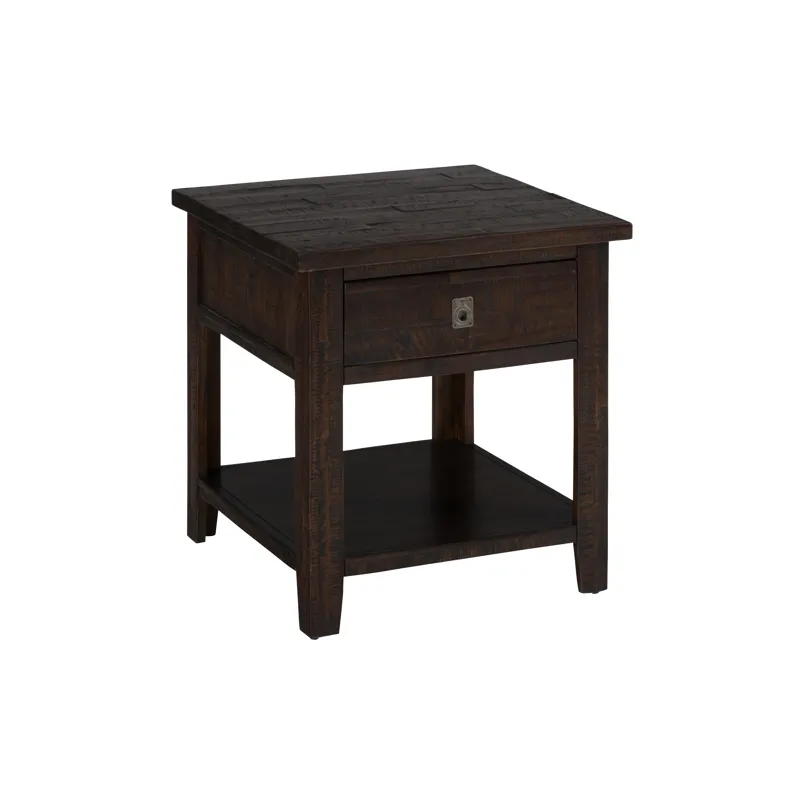 Kona Grove Distressed Rustic Solid Acacia Square End Table