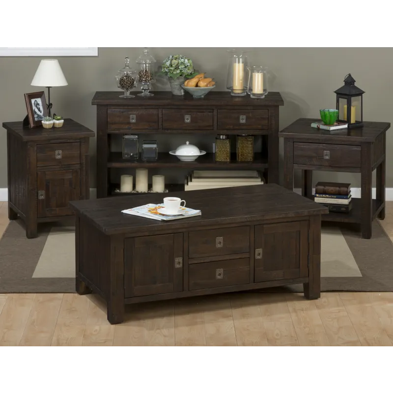 Kona Grove Distressed Rustic Solid Acacia Square End Table