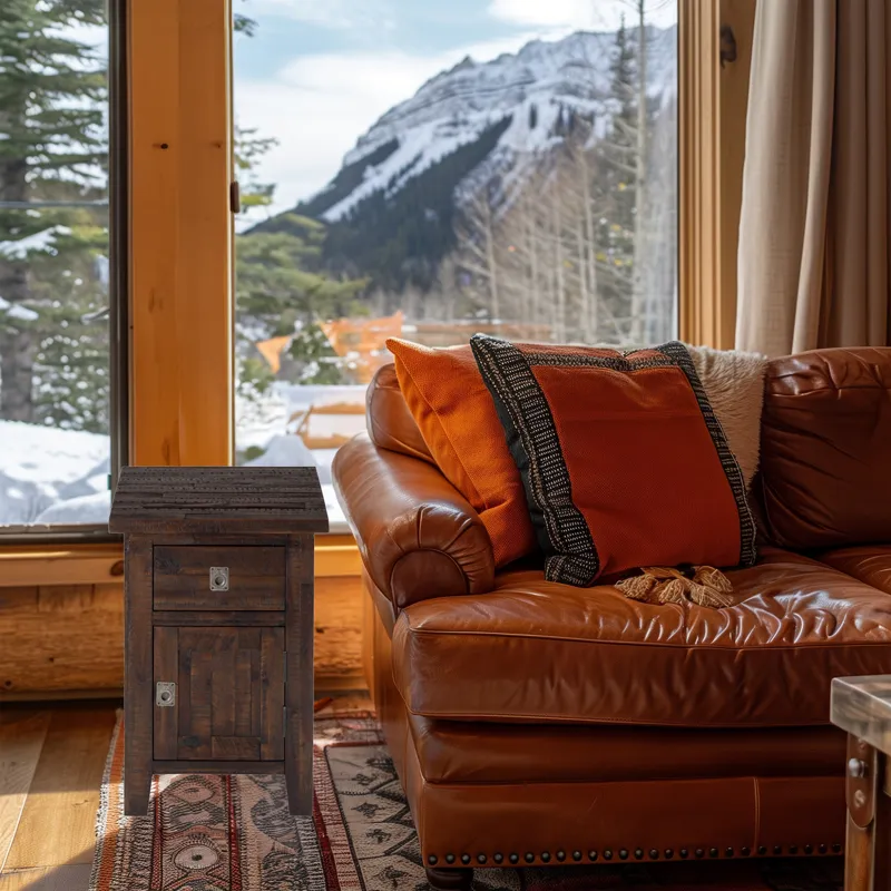 Kona Grove Distressed Rustic Solid Acacia Cabinet Chairside End Table With Storage