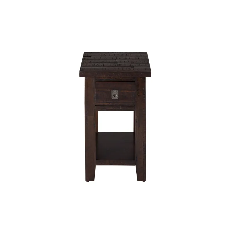 Kona Grove Distressed Rustic Solid Acacia Chairside End Table With Shelf