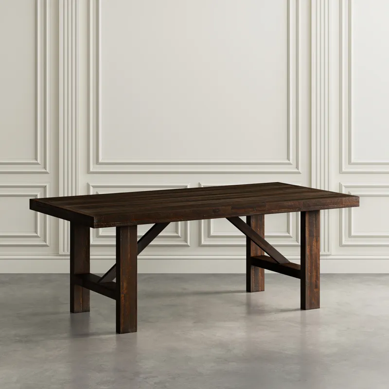 Kona Grove 79\" Distressed Rustic Solid Wood Trestle Dining Table